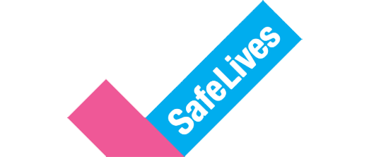 SafeLives logo, blue and pink tick