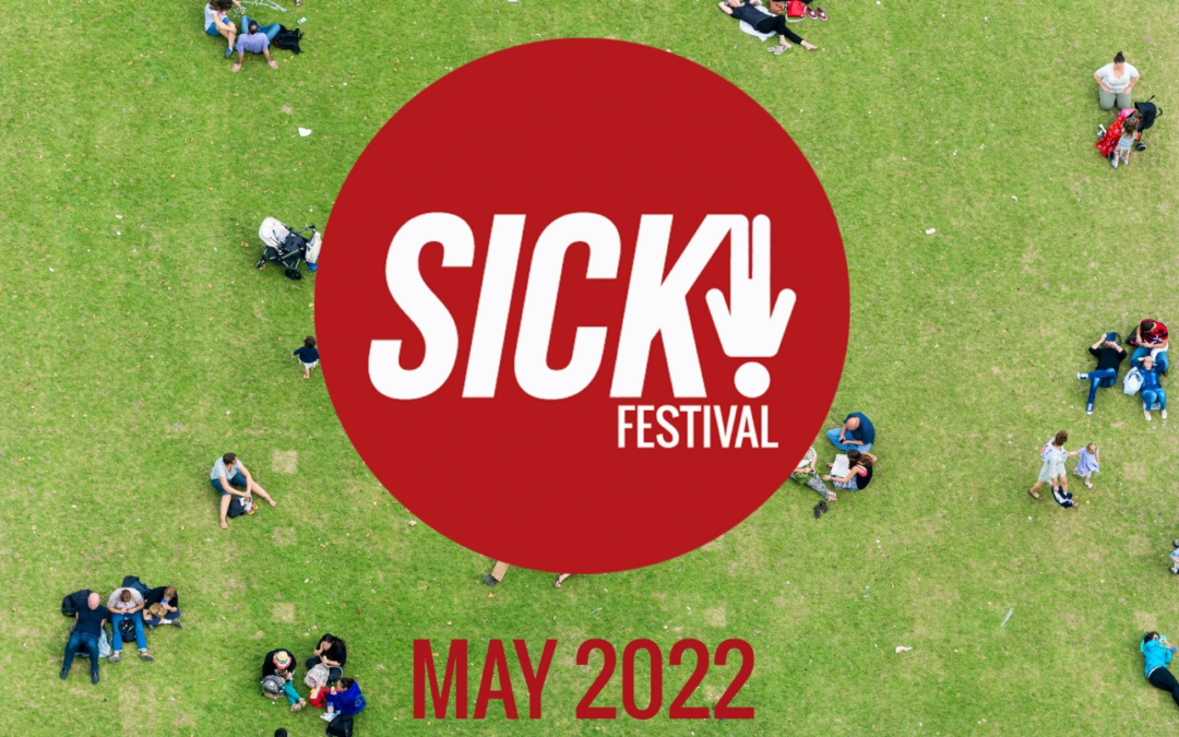 A grassy green image with a red sick logo and red text that says MAY 2022